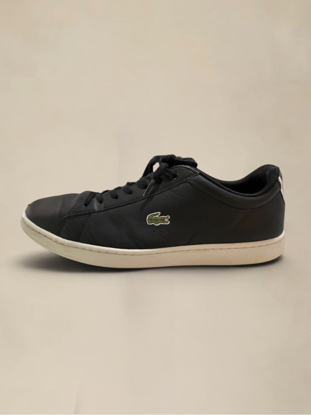 LACOSTE Carnaby EVO Black Leather Sneakers Size 13